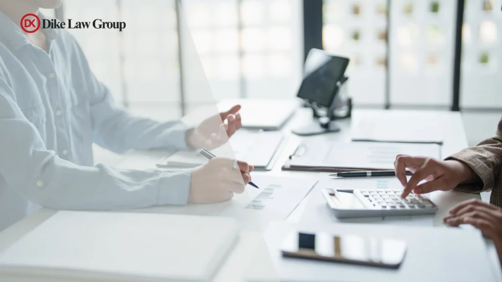 19-Jul How to Set Up an MSO in Texas 2026 Playbook - Dike Law Group Two professionals review documents at a bright desk, with a calculator and laptop visible, and the Dike Law Group logo in the top-left.